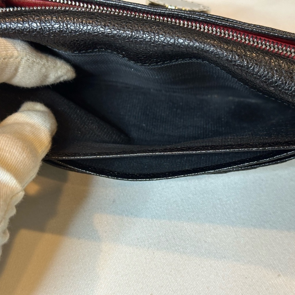 Black Leather Wallet with gold Accent and Minimalist Design pebbled leather - Picture 12 of 15
